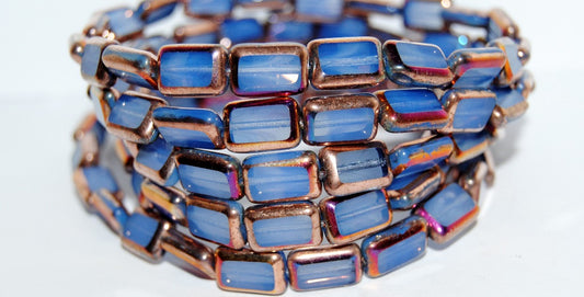 テーブルカット長方形ビーズ、不透明ライトブルースリペリット2Xサイド（33010-29500-2XSIDE）、ガラス、チェコ共和国