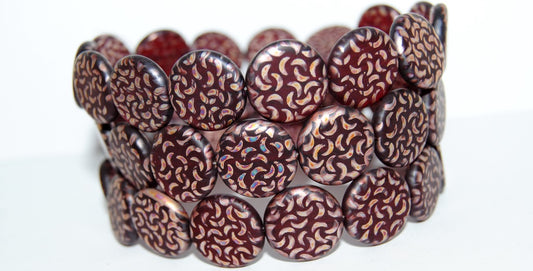 Flat Round Coin Pressed Glass Beads, Transparent Red Batika (90110 Batika), Glass, Czech Republic ~ STRANDED