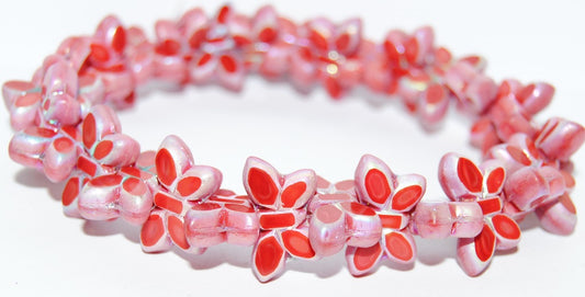 OUTLET 5 grams Table Cut Butterfly Beads, 20 x 12 mm, Red Ab (93400-AB), Glass, Czech Republic