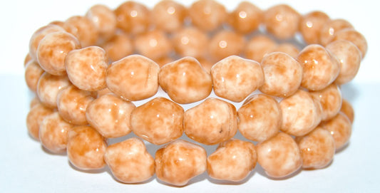 Czech Glass Hand Made Lampwork Beads Lines With Aventurine, Brown Stone (CDCDC-1110-BROWN-STONE), Glass, Czech Republic