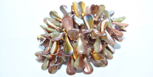 Czech Glass Hand Made Lampwork Beads Lines With Aventurine, Mix Yellow Brown Uranium Rose Gold Capri (EARS-189-27801-27101), Glass, Czech Republic