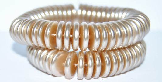 Czech Glass Hand Made Lampwork Beads Lines With Aventurine, Beige Wax (314-WAX-1), Glass, Czech Republic