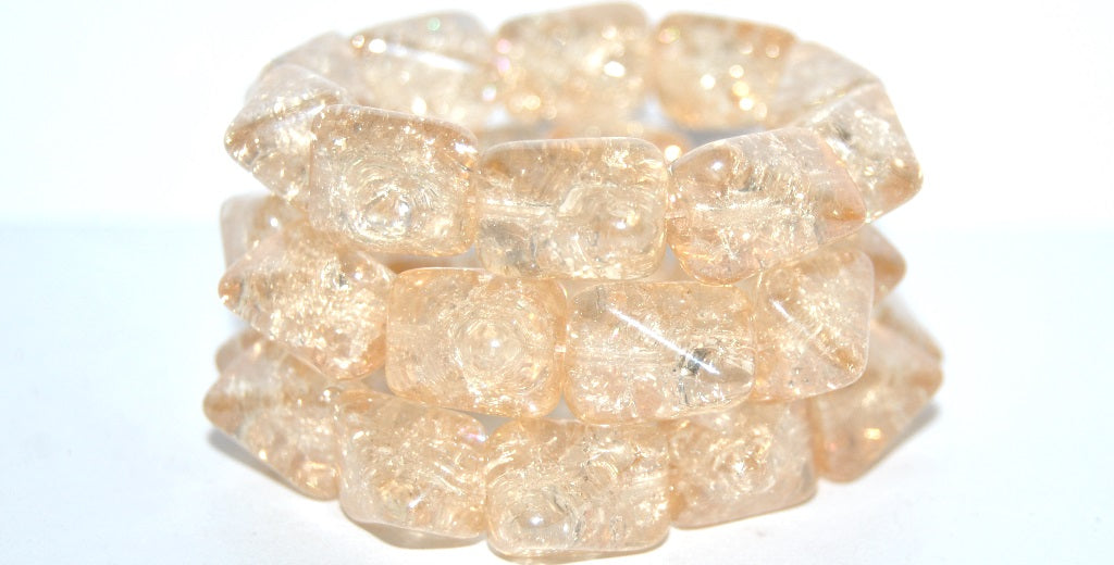 OUTLET 10 grams Meteorite Rectangle Beads, Crystal Cracked Luster Brown Full Coated (00030-85500-14413), Glass, Czech Republic