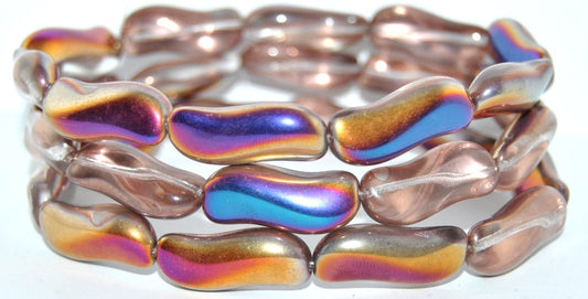 Elongated Twisted Beads, Crystal Sliperit (2711-00030-29500), Glass, Czech Republic ~ STRANDED