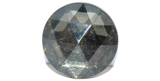 Round Faceted Cabochon, Black Diamond Foiled (BLACK-DIAMOND-SIMILIZATION), Glass, Czech Republic