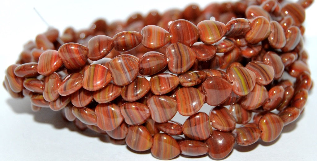 Heart Pressed Glass Beads, 83510 (83510), Glass, Czech Republic ~ STRANDED