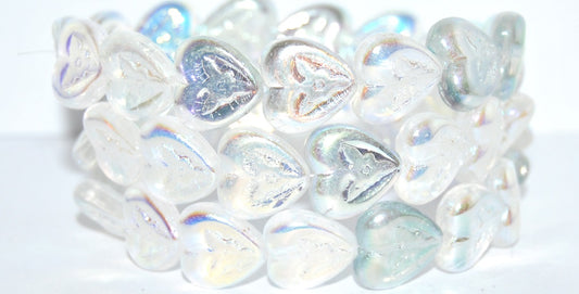 心形花朵压制玻璃珠，水晶 Ab 2Xside (00030-AB-2XSIDE)，玻璃，捷克共和国