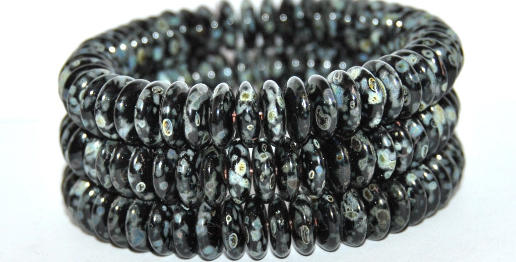 OUTLET 10 grams Space Disk Beads, 9 x 9 mm, Black Travertin (23980-86800), Glass, Czech Republic