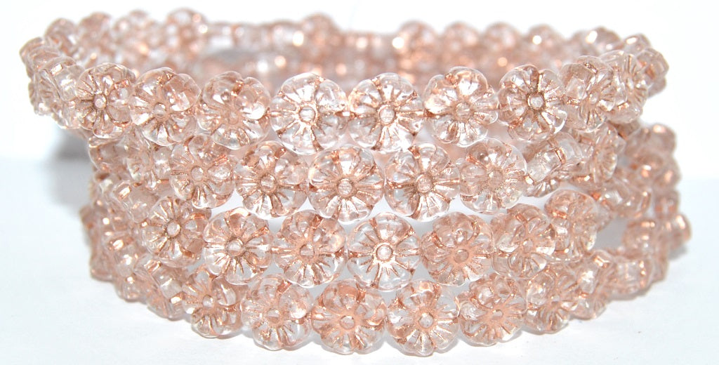 OUTLET 10 grams Hawaiian Flower Beads, 10 x 10 mm, Crystal Copper Lined (00030-54200), Glass, Czech Republic