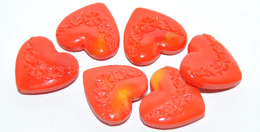 心形花朵双层压制玻璃珠，93150 X (93150-X)，玻璃，捷克共和国