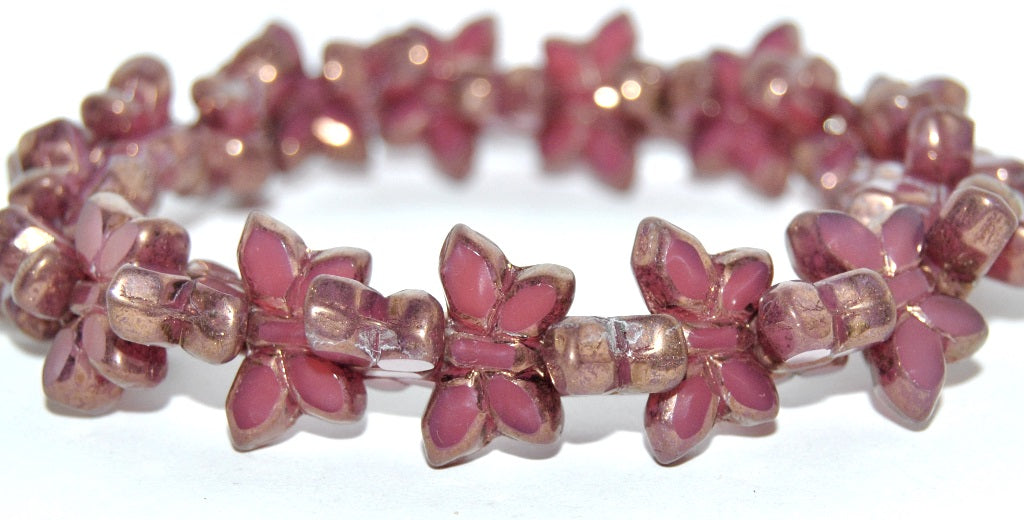 OUTLET 5 grams Table Cut Butterfly Beads, 20 x 12 mm, Opal Pink Bronze (71010-14415), Glass, Czech Republic