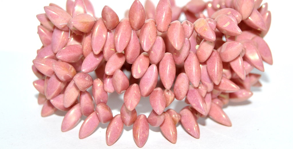 奥特莱斯 10克扭纹珠，粉笔白光泽红全涂层（03000-14495），玻璃，捷克共和国