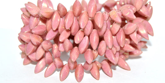 奥特莱斯 10克扭纹珠，粉笔白光泽红全涂层（03000-14495），玻璃，捷克共和国