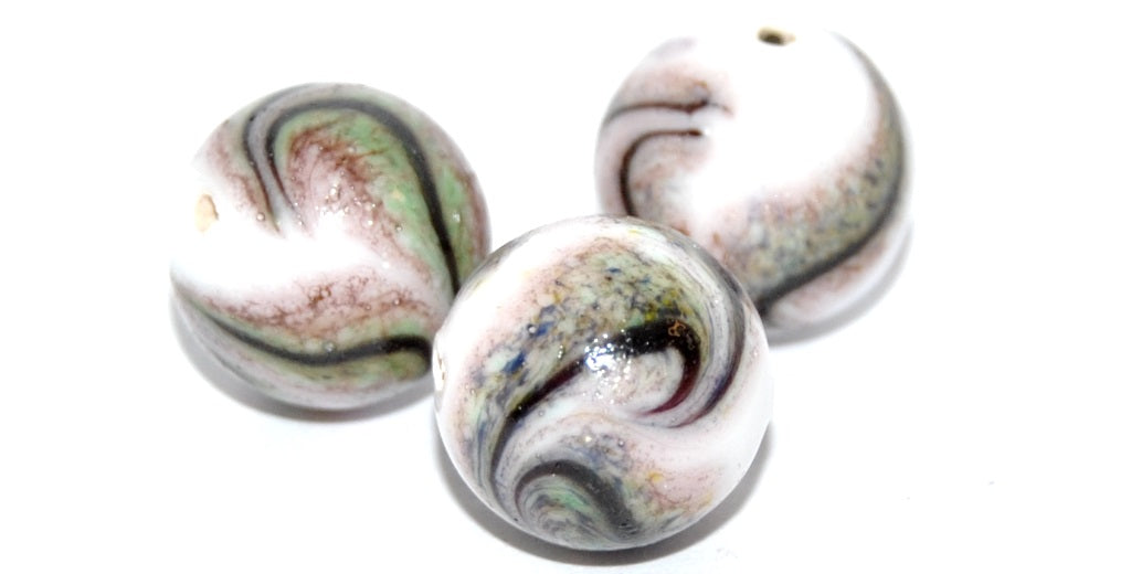 Czech Glass Hand Made Lampwork Beads Lines With Aventurine, D (D), Glass, Czech Republic