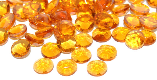 Round Flat Back Faceted Cabochon, Topas (TOPAS), Glass, Czech Republic ~ STRANDED