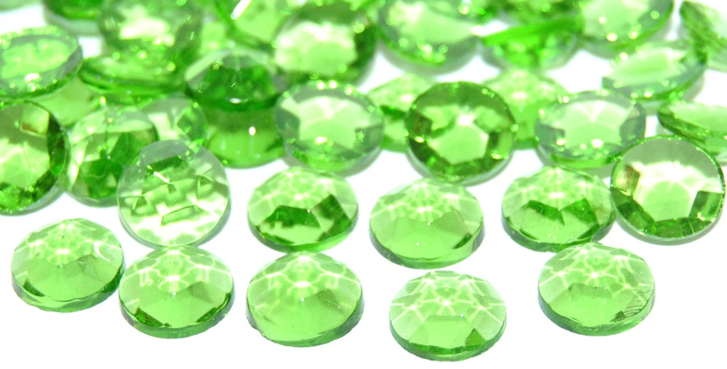 Round Flat Back Faceted Cabochon, Peridot (PERIDOT), Glass, Czech Republic ~ STRANDED