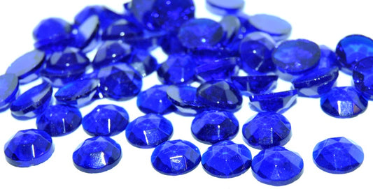 Round Flat Back Faceted Cabochon, Saphire (SAPHIRE), Glass, Czech Republic ~ STRANDED