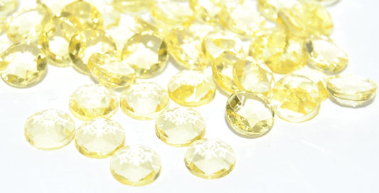 圆形平底刻面凸圆形宝石，Yonquille（YONQUILLE），玻璃制品，捷克共和国 ~ STRANDED