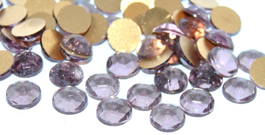 Round Flat Back Faceted Cabochon, Light Amethyst Foiled (LT.AMETHYST-SIMILIZATION), Glass, Czech Republic