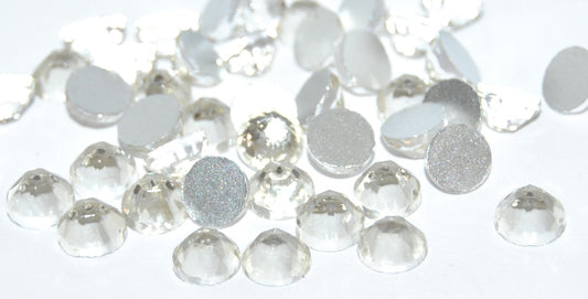 Round Flat Back Faceted Cabochon, Crystal Foiled (CRYSTAL-SIMILIZATION), Glass, Czech Republic ~ STRANDED