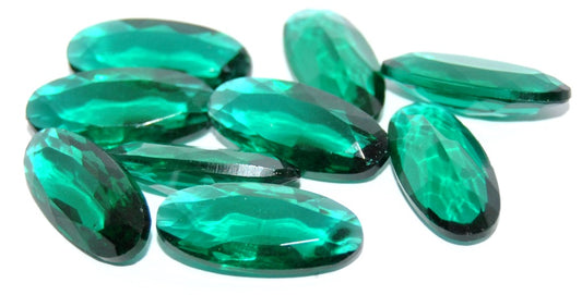 Flat Back Glass Cabochons Without Hole, Emerald (EMERALD), Glass, Czech Republic