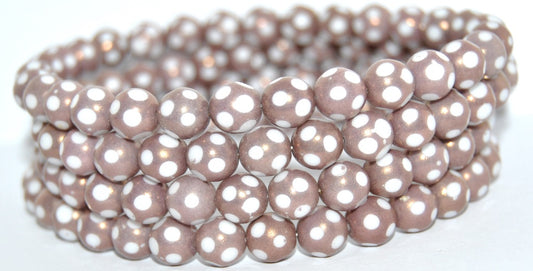 Special Ball-Cut Round Pressed Beads, White A (02010-A), Glass, Czech Republic ~ STRANDED