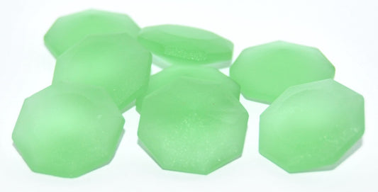 六角形ファセットガラスカボション（穴なし）、ペリドットマット（18-PERIDOT-MAT​​T）、ガラス、チェコ共和国～STRANDED