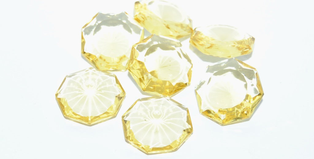 六边形刻面无孔玻璃凸圆形宝石，Yonquille Matt（18-YONQUILLE-MATT），玻璃，捷克共和国 ~ STRANDED