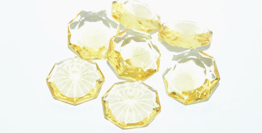 六边形刻面无孔玻璃凸圆形宝石，Yonquille Matt（18-YONQUILLE-MATT），玻璃，捷克共和国 ~ STRANDED