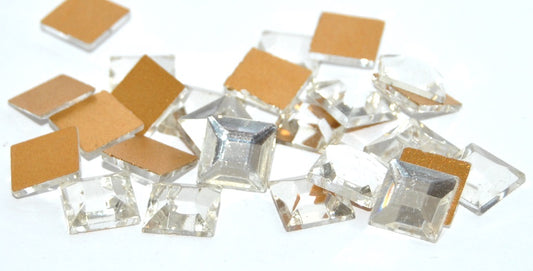 Square Flat Back Faceted Cabochon, Crastal Foiled (CRASTAL-SIMILIZATION), Glass, Czech Republic ~ STRANDED