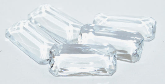 オカトゴンエメラルドカット長方形ポイントバックファセットカボション、クラスタル（2412-CRASTAL）、ガラス、チェコ共和国〜STRANDED