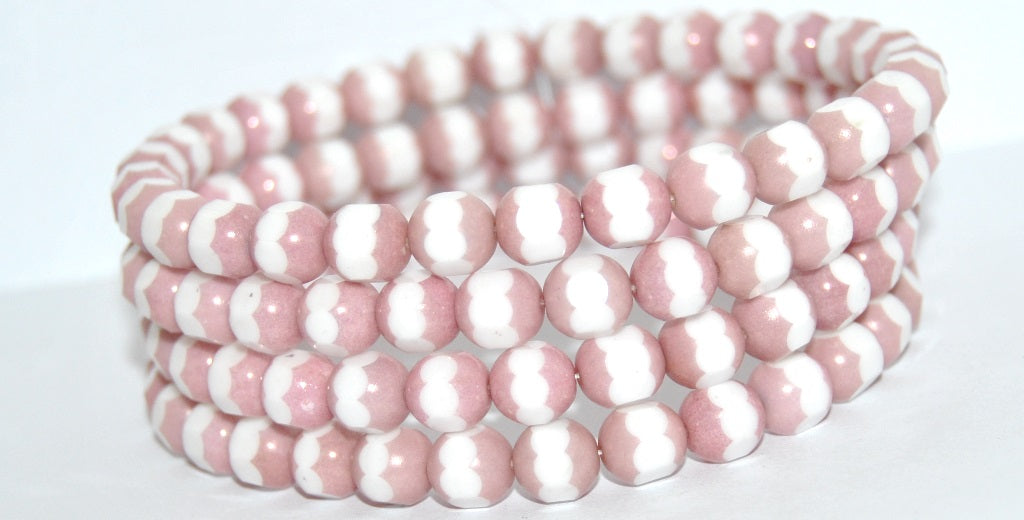 Special Cut Round Pressed Beads, White F (02010-F), Glass, Czech Republic ~ STRANDED