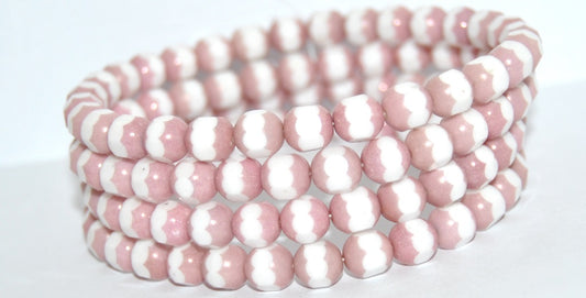 Special Cut Round Pressed Beads, White F (02010-F), Glass, Czech Republic ~ STRANDED