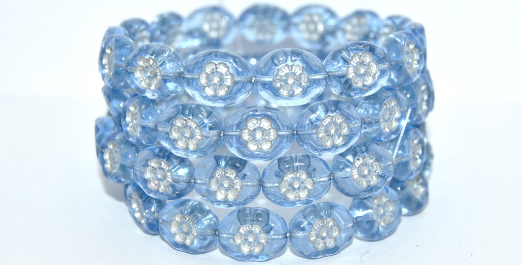 OUTLET 10 grams Two Bell Beads, 14 x 11 mm, Transparent Blue Silver Lined (30020-54201), Glass, Czech Republic