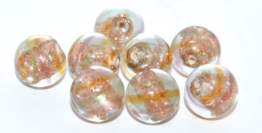 Czech Glass Hand Made Lampwork Beads Lines With Aventurine, L (L), Glass, Czech Republic