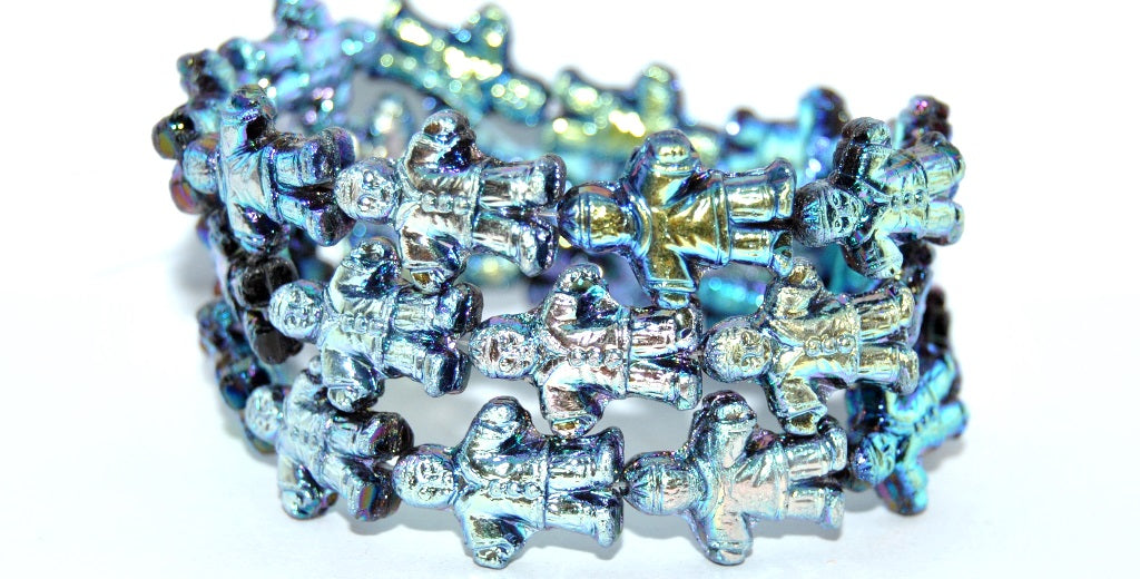 人型プレスビーズマン、透明アメジストAb 2Xside（20080-AB-2XSIDE）、ガラス、チェコ共和国〜STRANDED