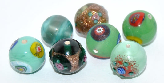Czech Glass Hand Made Lampwork Beads Lines With Aventurine, Aw (AW), Glass, Czech Republic
