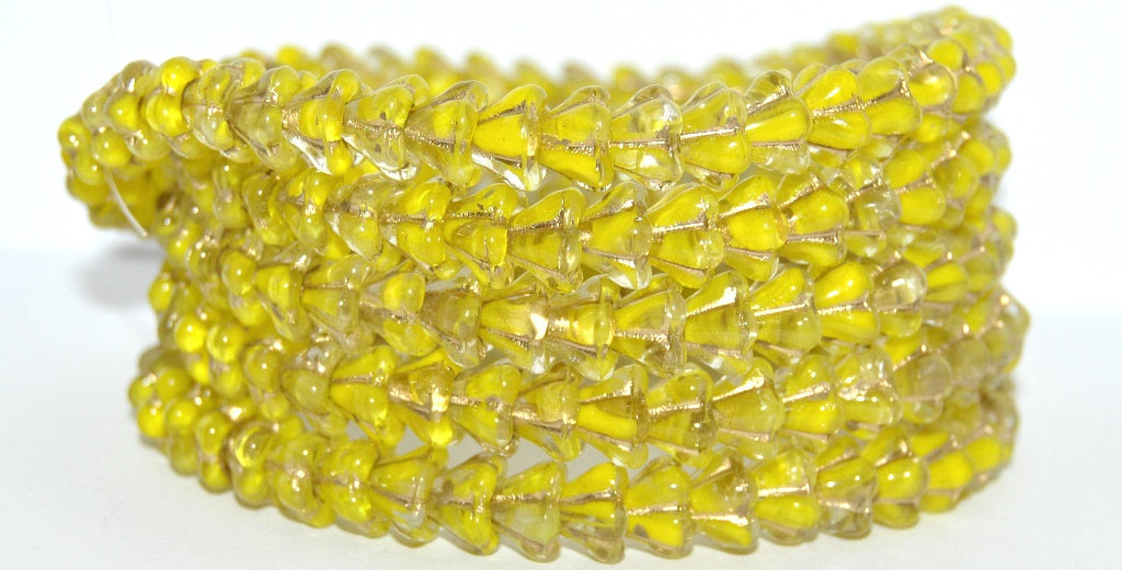 Flat Round Lentil Pressed Glass Beads, 86018 Gold Lined (86018-54202), Glass, Czech Republic