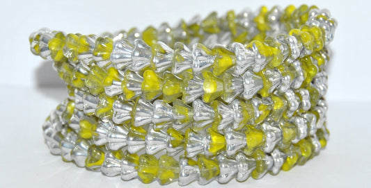 Flat Round Lentil Pressed Glass Beads, 86018 Crystal Silver Half Coating (86018-27001), Glass, Czech Republic