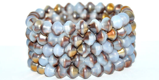 Pressed Beads, Opal White Rose Gold Capri (01000-27101), Glass, Czech Republic ~ STRANDED
