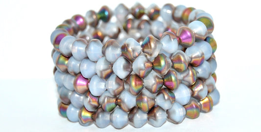 Pressed Beads, Opal White Vitex (01000-VITEX), Glass, Czech Republic ~ STRANDED