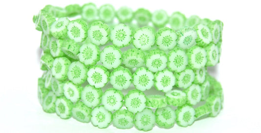 OUTLET 10 grams Table Cut Hawaii Flower Beads, White 84310 (02010-84310), Glass, Czech Republic