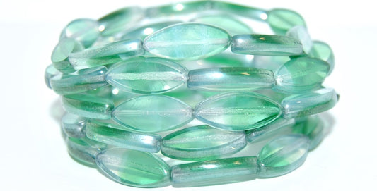 OUTLET 10 grams Table Cut Ship Flat Beads, 18 x 7 mm, Opal Aqua Opal White Hematite (61100-01000-14400), Glass, Czech Republic