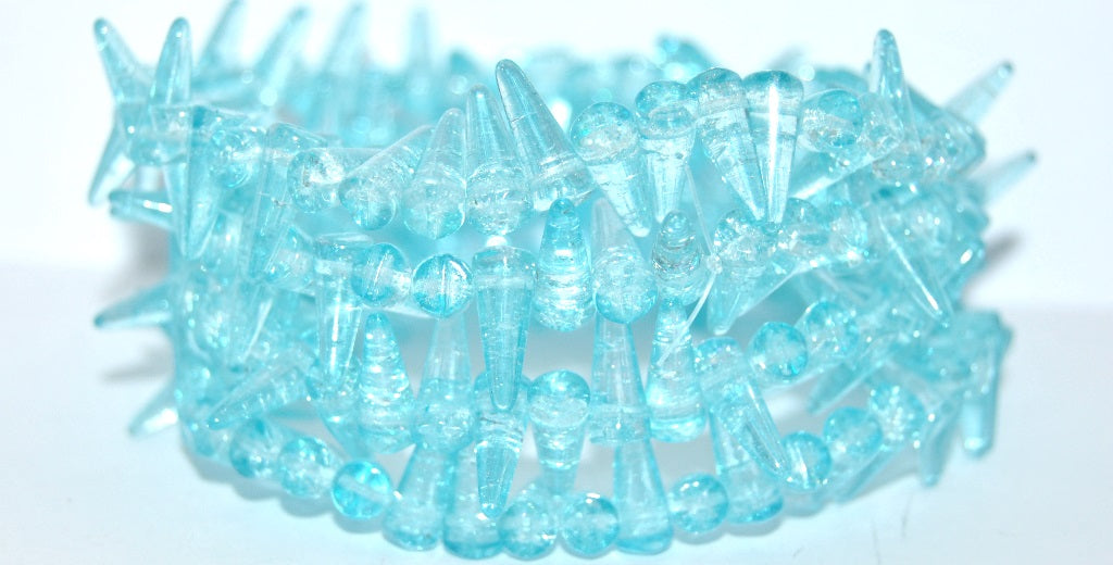 OUTLET 10  grams Pressed Beads, 4 x 06- mm, Crystal Light Aqua Blue Crack (0030-34308-CRACK), Glass, Czech Republic