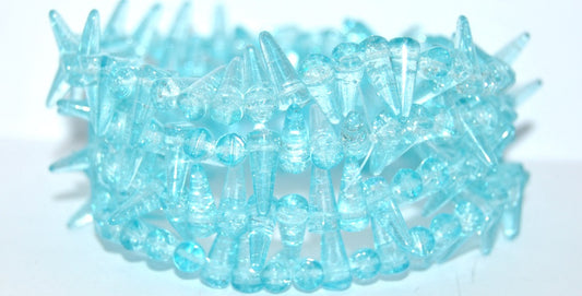 OUTLET 10  grams Pressed Beads, 4 x 06- mm, Crystal Light Aqua Blue Crack (0030-34308-CRACK), Glass, Czech Republic