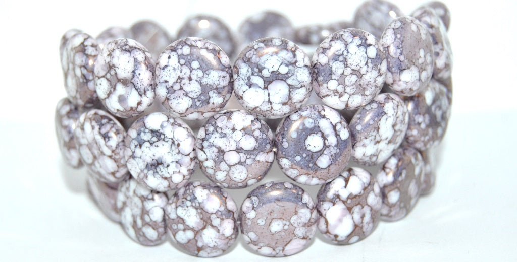 OUTLET 10  grams Coin Beads, 15 x 5 mm, White 15415 (02010-15415), Glass, Czech Republic