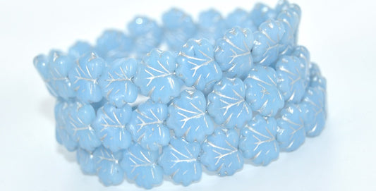 OUTLET 10 grams Maple Leaf Beads, 13 x 11 mm, Opal Blue Silver Lined (31000-54201), Glass, Czech Republic