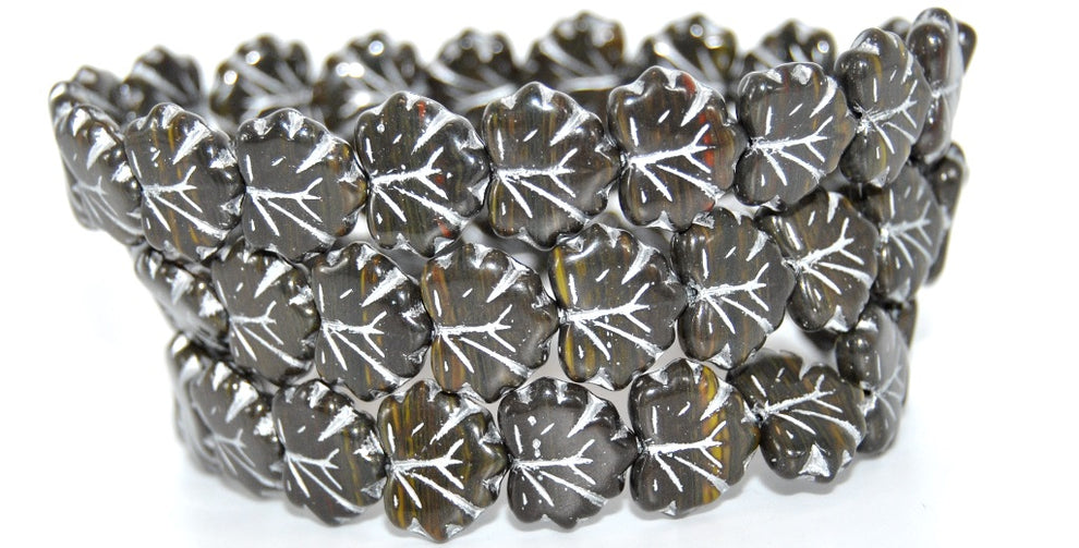 OUTLET 10 grams Maple Leaf Beads, Mix Brown Crystal Silver Lined (16617-54201), Glass, Czech Republic