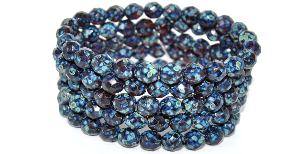 火抛光圆形刻面珠，透明棕色石灰华 2X (10090-86800-2X)，玻璃，捷克共和国