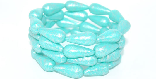 Pear Drop Pressed Glass Beads,White 84309 34301 (02010-84309-34301), Glass, Czech Republic ~ STRANDED